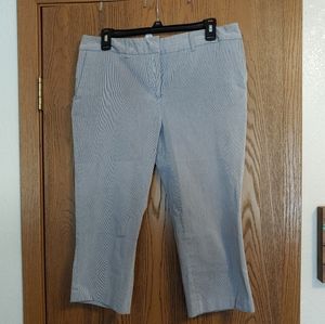 Blue and white striped capris